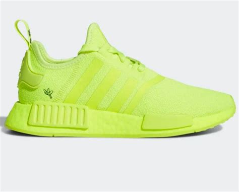 fluorescent yellow adidas shoes.